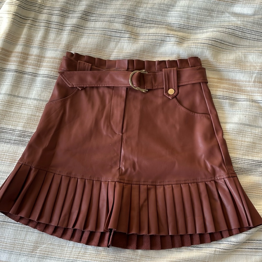 Zara Vegan Leather Mauve Skirt M